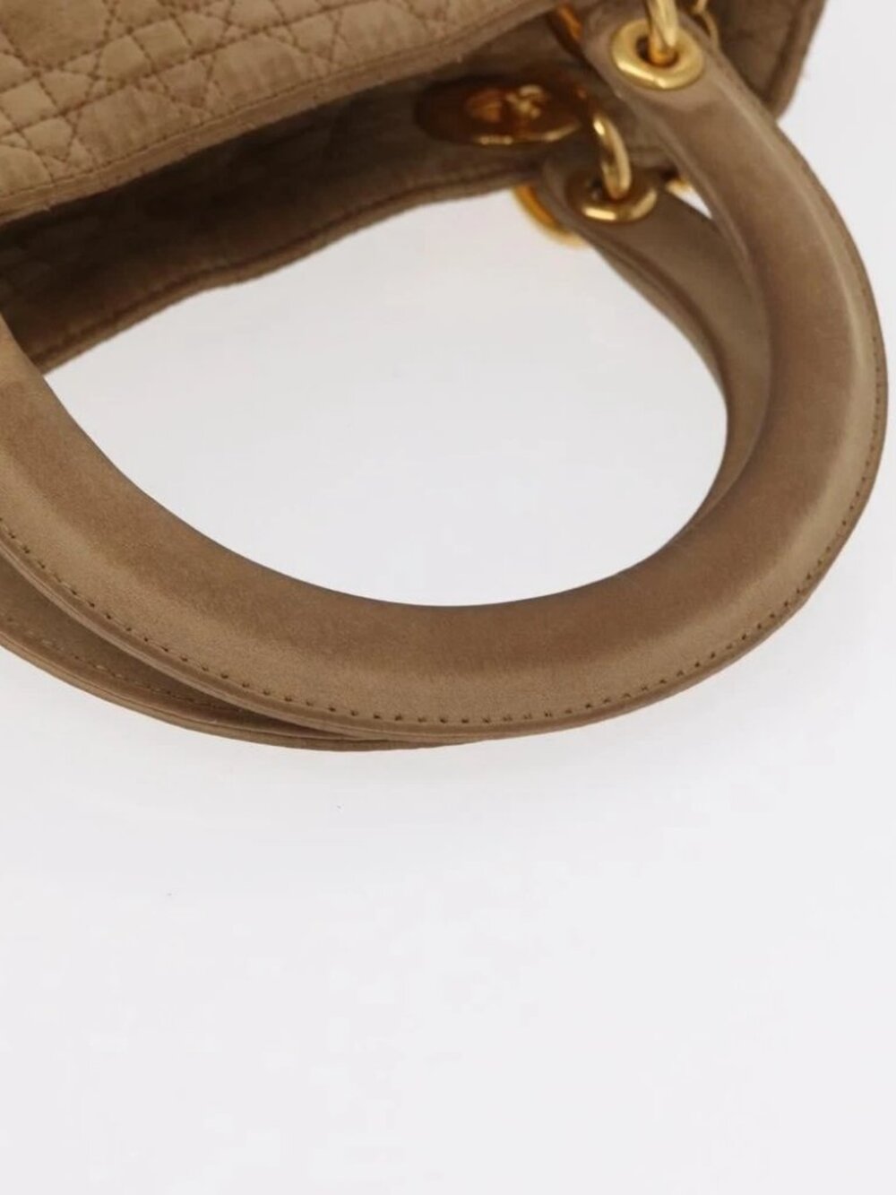 Christian Dior Lady Dior Canage Hand Bag Nylon Beige Gold - Picture 8 of 16